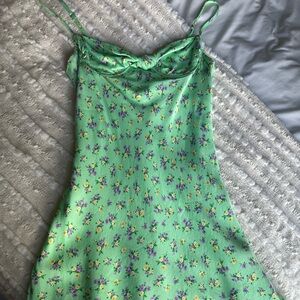 Zara silk flower printed strapy mini dress